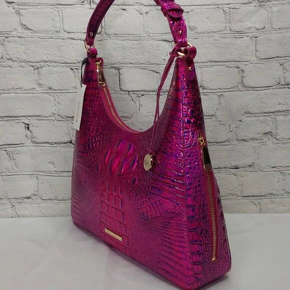 'BRAHMIN' 'TABITHA' CROC-EMBOSSED LEATHER BAG VOLTAGE VIOLET MELBOURNE FL.INCL.p - Picture 6 of 16